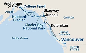 14-Day Voyage of the Glaciers Grand Adventure Itinerary Map